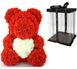 Мишка с сердцем из 3D роз Teddy Rose 40 см Красный с белым сердцем + подарочная упаковка