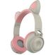 Бездротові навушники Bluetooth з вушками єдинорога LED ZW-028C рожеві з сірим
