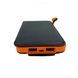 Power Bank із двома сонячними панелями для автономної зарядки 10000 mAh Чорний з помаранчевим