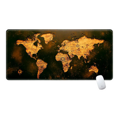 Коврик тканевый для компьютерной мыши и клавиатуры Карта Мира с боковой прошивкой 70*30см Коричневый