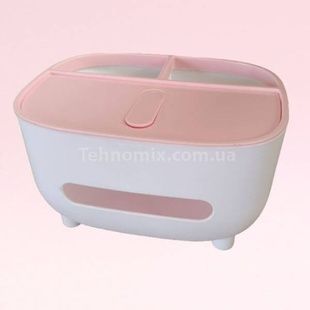 Контейнер для серветок настільний з органайзером для дрібниць Tissue box Рожевий