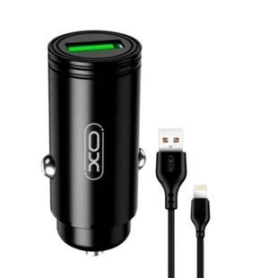 Автомобільний зарядний пристрій XO CC39 QC3.0 18W Car charger with Lighting Чорне