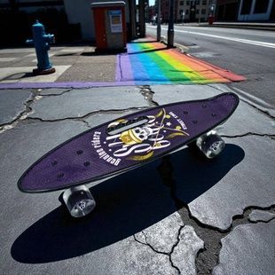 Пенни борд со светящимися колесами PU Penny Board Street King Череп