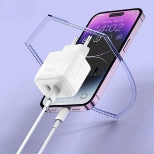 Мережевий зарядний пристрій блок живлення XO L137 PD20W/QC18W 1USB-A+1USB-C Fast Charging Charger with Type-C cable Біле