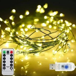 Гірлянда роса пухнаста лінійна внутрішня 30м 300LED USB Зелений дріт, тепле світло
