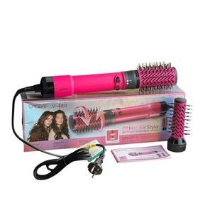 Фен-стайлер со сменными насадками Blow-dry brush AND V-480 Розовый