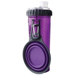 Поїлка-годівниця для тварин подвійна зі складною мискою Pet Drink Bottle Фіолетова