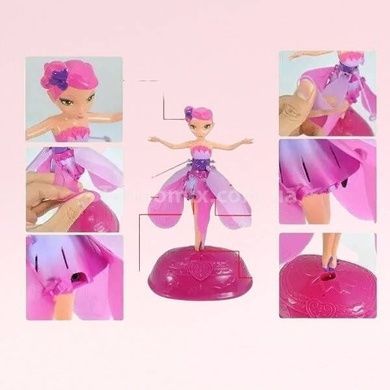 Летающая кукла фея Flying Fairy летит за рукой на подставке Розовая