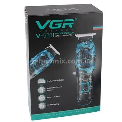 Триммер аккумуляторный 3 насадки VGR V-923 Черный с принтом