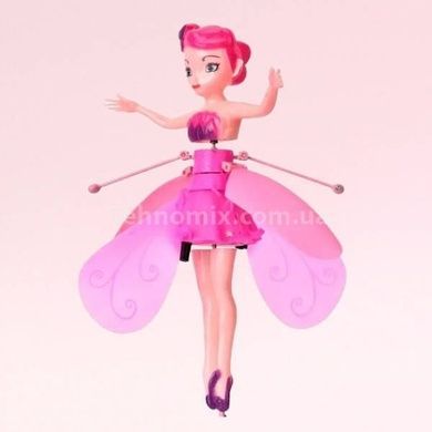 Летающая кукла фея Flying Fairy летит за рукой на подставке Розовая
