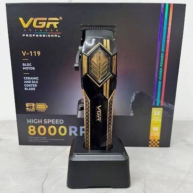 Машинка для стрижки аккумуляторная со сменными насадками VGR-119 GOLD Черная с золотым