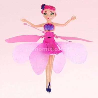 Летающая кукла фея Flying Fairy летит за рукой на подставке Розовая