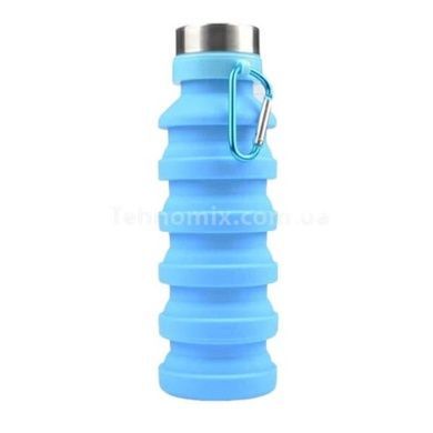 Складная силиконовая бутылка Collapsible Голубая