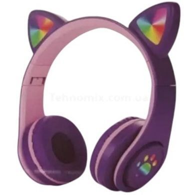 Беспроводные Bluetooth наушники с кошачьими ушками LED TO-99 Розовые