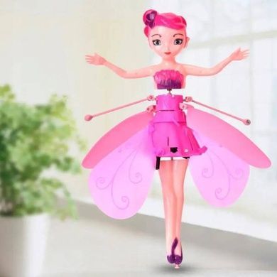 Летающая кукла фея Flying Fairy летит за рукой на подставке Розовая