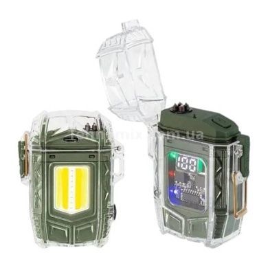 Фонарь с индикатором заряда с электроимпульсной зажигалкой D48-1-COB Li-Ion MULTIFUNCTIONAL Зеленый