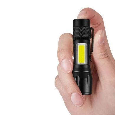 Фонарик ручной аккумуляторный Li-Ion microUSB 513-XPE+COB Черный