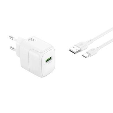 Сетевое зарядное устройство блок питания XO L135 QC18W 1USB-A Fast Charging Charger with Type-c cable Белое