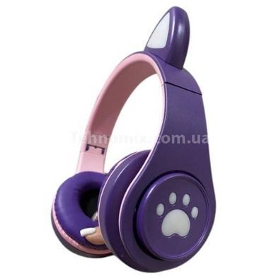 Беспроводные Bluetooth наушники с кошачьими ушками LED TO-99 Розовые