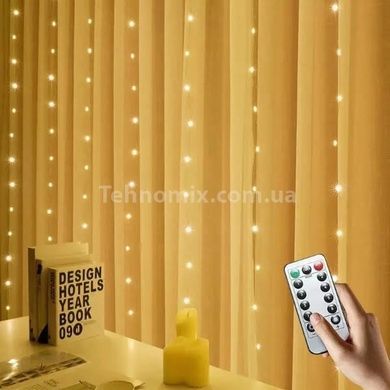 Гірлянда штора прозорий провід з перехідником 280LED 3*2м Теплий білий