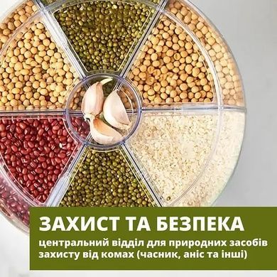 Диспенсер для сипучих обертається з дозатором 6 відсіків 6027 29Х29Х29 Білий