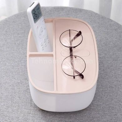 Контейнер для серветок настільний з органайзером для дрібниць Tissue box Рожевий