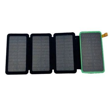 Power Bank с четырьмя солнечными панелями для автономной зарядки 10000 mAh Черный с салатовым