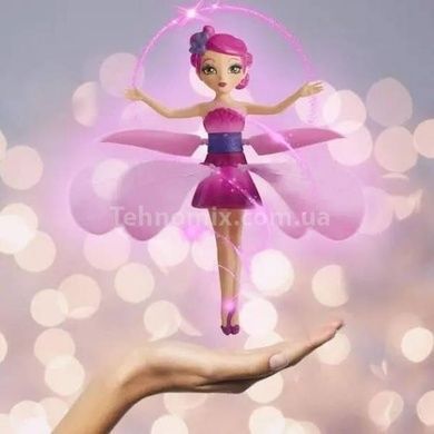 Летающая кукла фея Flying Fairy летит за рукой на подставке Розовая