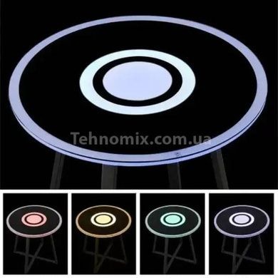 Круглый стеклянный журнальный столик с подсветкой, Bluetooth колонкой и зарядкой Черный