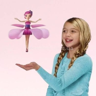 Летающая кукла фея Flying Fairy летит за рукой на подставке Розовая