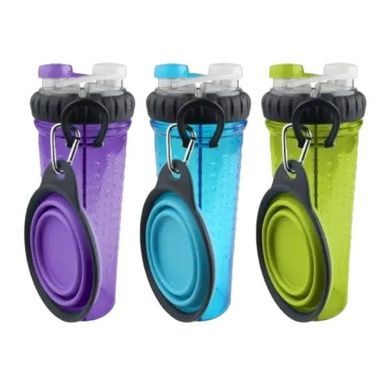 Поїлка-годівниця для тварин подвійна зі складною мискою Pet Drink Bottle Фіолетова