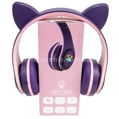 Беспроводные Bluetooth наушники с кошачьими ушками LED TO-99 Розовые