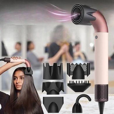 Фен-стайлер для укладання волосся з 6 насадками Beheart Hair Dryer X11PRO Рожевий