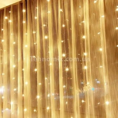 Гірлянда штора прозорий провід з перехідником 280LED 3*2м Теплий білий