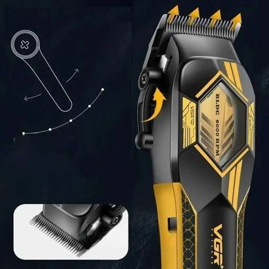 Машинка для стрижки аккумуляторная со сменными насадками VGR-119 GOLD Черная с золотым