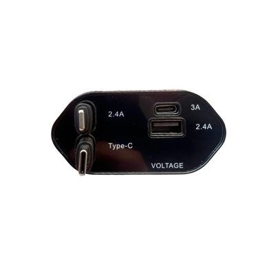 Зарядний пристрій 4в1 в USB-прикурювач Type-A Type-C QC 3.0 Чорне