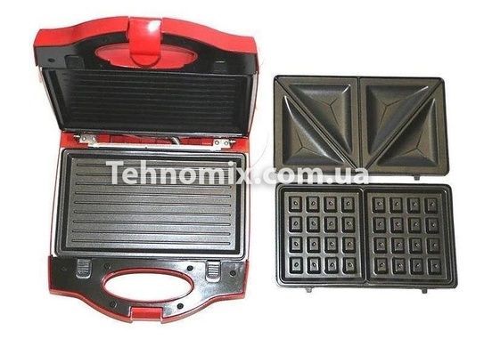 Сэндвичница Гриль Вафельница 3 в 1 Wimpex WX - 1056, 750Вт, Красная