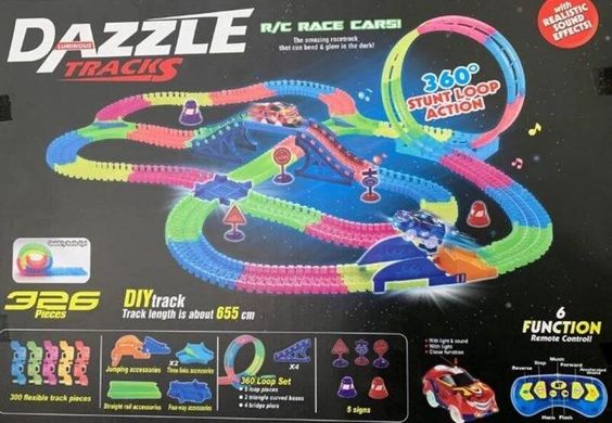 Дитячий трек для машинок DAZZLE TRACKS 326 деталей з пультом управління