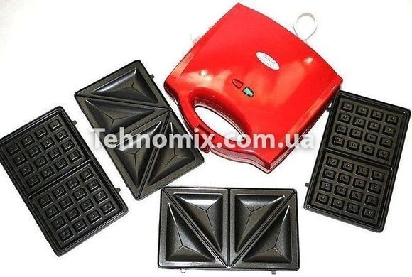 Сэндвичница Гриль Вафельница 3 в 1 Wimpex WX - 1056, 750Вт, Красная