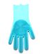 Силиконовые перчатки для мытья и чистки Magic Silicone Gloves с ворсом Светло-голубые