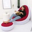 Надувной диван AIR SOFA | Надувное велюровое кресло с пуфиком Красный