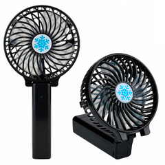 Ручной вентилятор на подставке fan 2 (складная ручка) - Черный