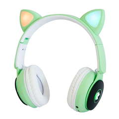 Беспроводные Bluetooth наушники с кошачьими ушками ST-77M Зеленые