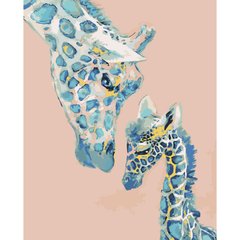 Картина по номерам Strateg ПРЕМИУМ Маленький жираф с мамой с лаком размером 40х50 см SY6024