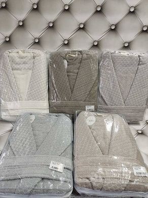 Халат чоловічий+рушник (50х90см) Pupilla Mila gri Махра