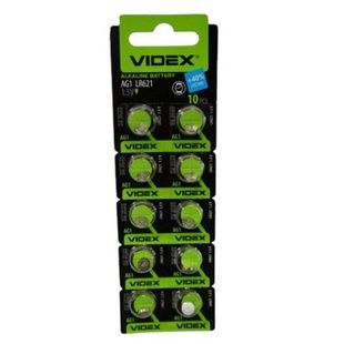 Набір батарейок 10шт на блістері Videx AG1/LR621