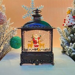 Новорічний нічник Урожай ліхтар Санта з оленями XMAS WDL-24073A Коричневий