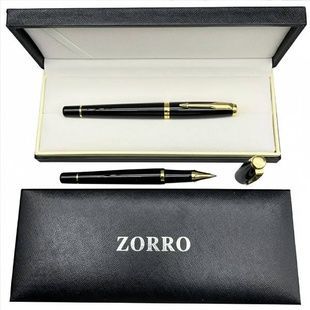 Ручка шариковая металлическая в подарочном футляре ZORRO 875 Черная с золотистыми вставками