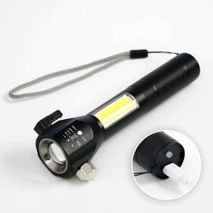 Ліхтар ручний аварійний t6-28LED USB + склобій Чорний