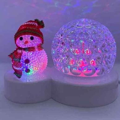 Новогодний светильник проектор диско шар Снеговик